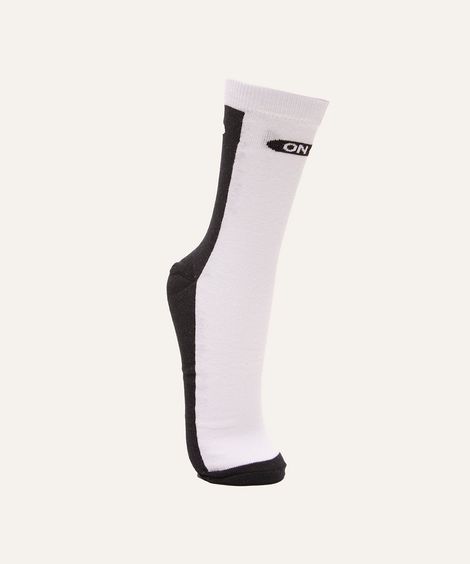 meia cano longo divertida on off branco