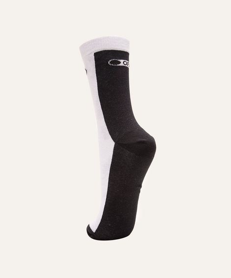 meia cano longo divertida on off branco