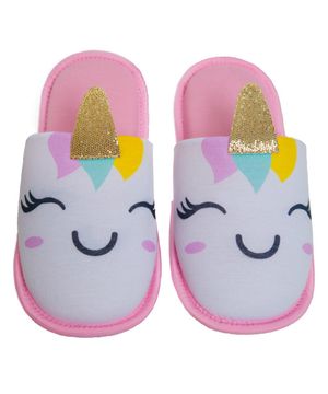 Pantufa Unicórnio Glitter Cotton Day Meia Malha Rosa