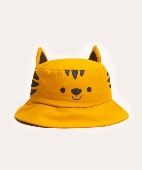 chapéu infantil bucket com orelhas  amarelo
