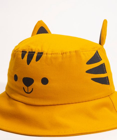 chapéu infantil bucket com orelhas  amarelo