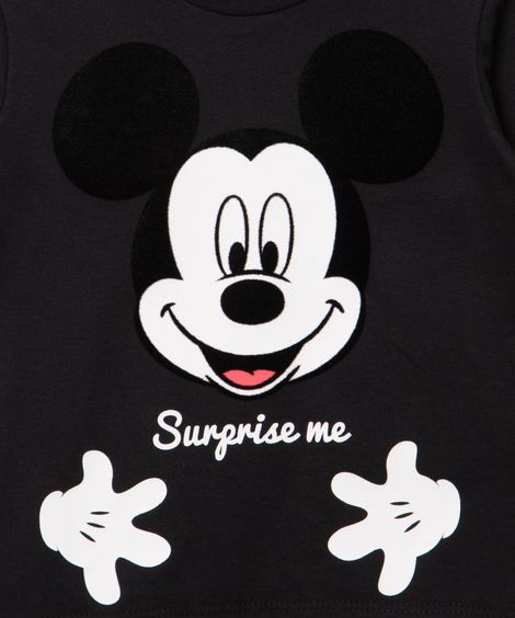 camiseta infantil manga longa mickey mouse preto