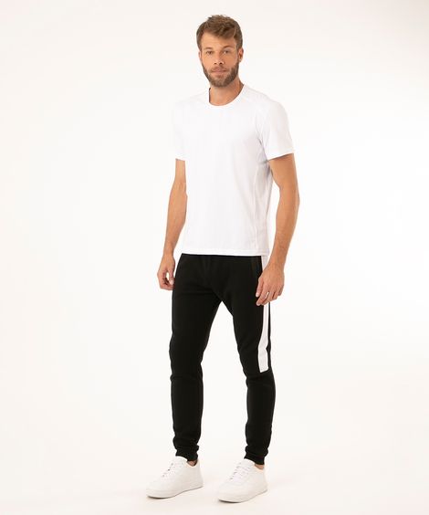 Calça Jogger de Moletom Esportiva com Recortes Preta