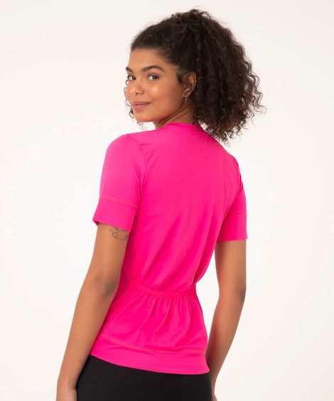 blusa ciclista com zíper e bolso pink