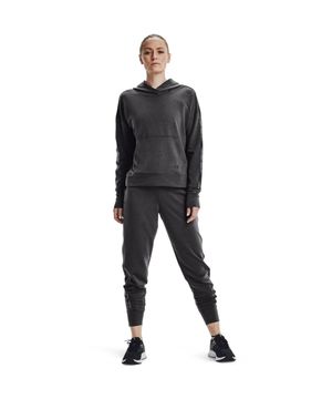 Moletom de Treino Feminino Under Armour Rival Terry Taped Hoodie Cinza e preto