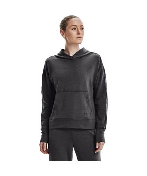 Moletom de Treino Feminino Under Armour Rival Terry Taped Hoodie Cinza e preto