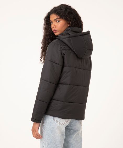 jaqueta puffer com capuz preto