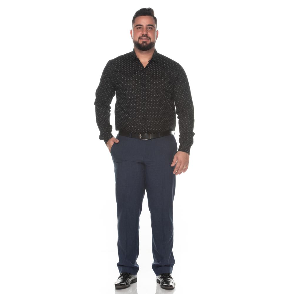 camisa masculina plus size algodão xadrez manga longa casual teodoro  camisaria azul - C&A