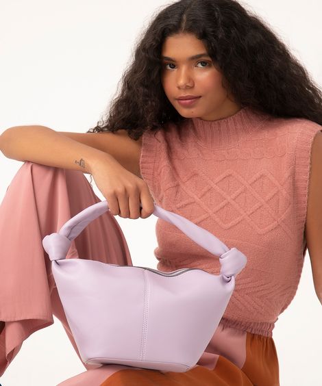 bolsa de ombro com nó lilás