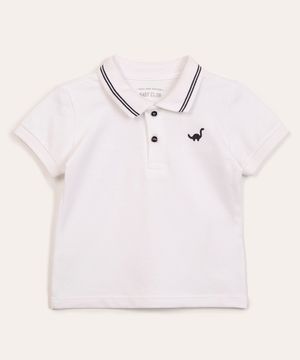 polo infantil manga curta dinossauro branco