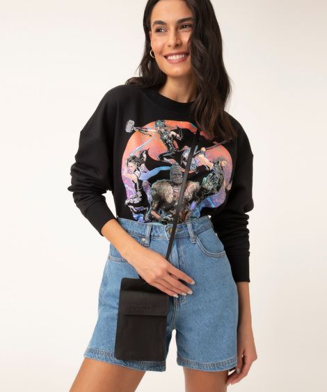 bolsa shoulder em pu alça fina preto