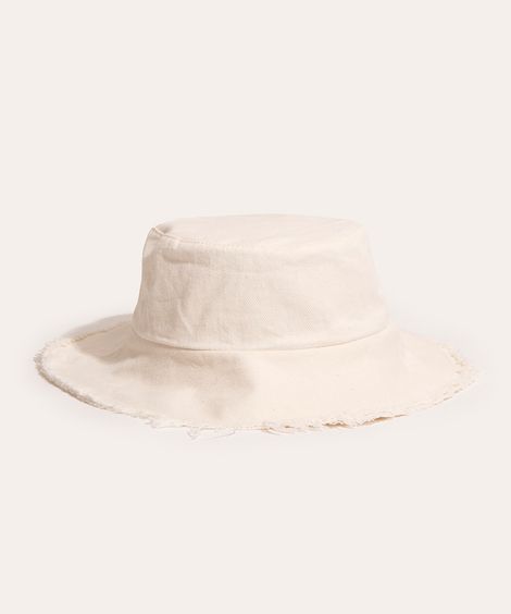 chapéu bucket hat de algodão desfiado off white