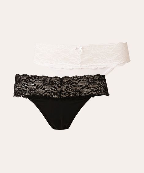 kit de 2 calcinhas fio renda multicor