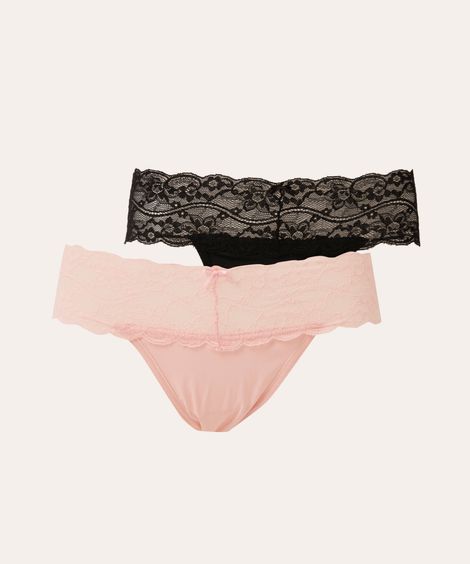 kit de 2 calcinhas fio renda multicor