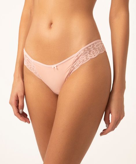 calcinha fio dental renda rosa