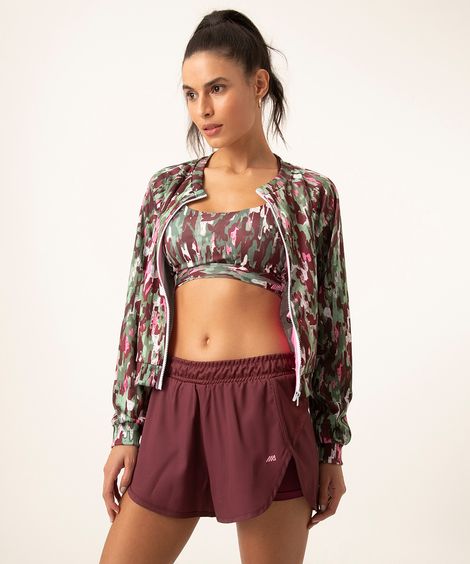 short running com forro esportivo vinho