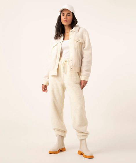 calça jogger de pelo sherpa off white