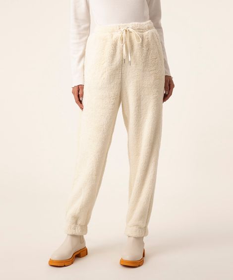 calça jogger de pelo sherpa off white