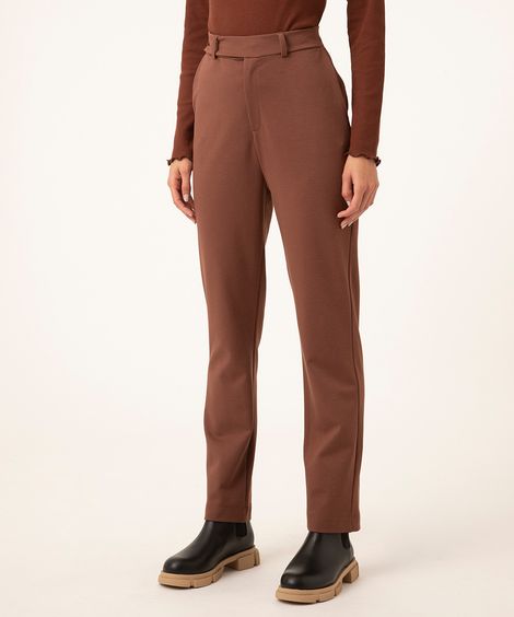 calça reta cintura alta marrom