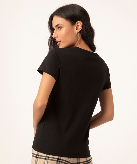 camiseta baby look de algodão e.t preta