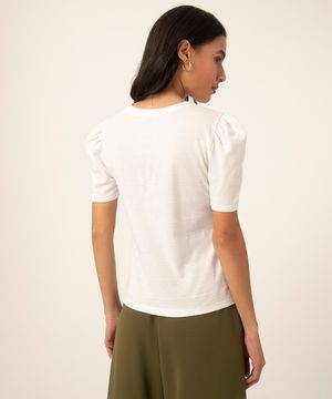 blusa de algodão manga bufante off white