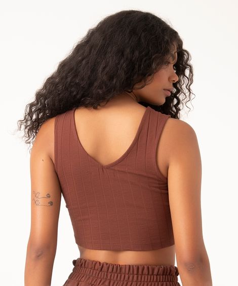 regata cropped canelada básica marrom