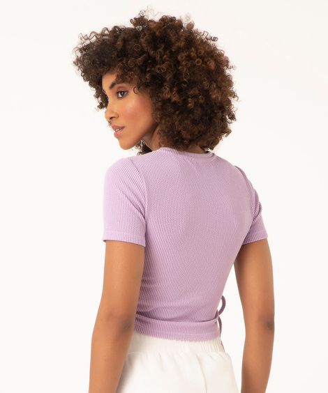 blusa de malha amarração lateral lilás