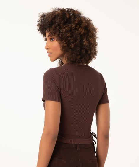 blusa de malha amarração lateral marrom