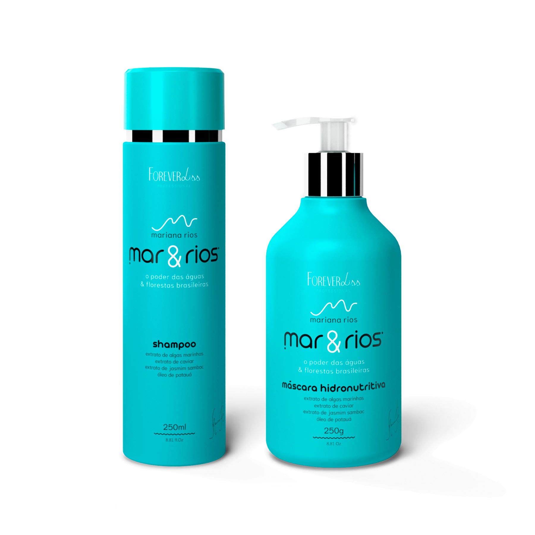 kit desmaia cabelo profissional forever liss shampoo 500ml máscara 950g  leave in 140g - C&A