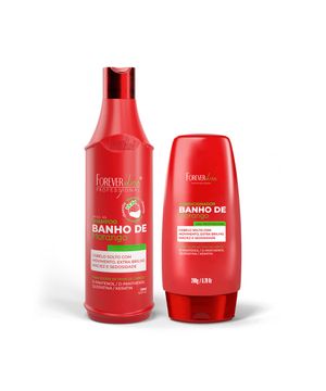 Kit Shampoo e Condicionador Banho de Verniz Morango Forever Liss