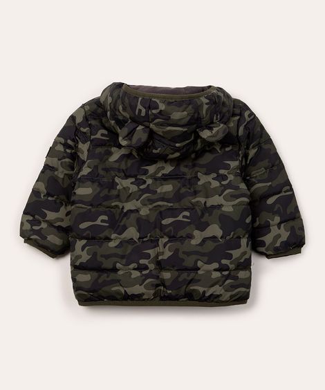 jaqueta bomber infantil camuflada capuz com orelhinhas multicor