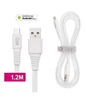 cabo micro usb 1,2m 2,4a pvc flexível flat i2go branco