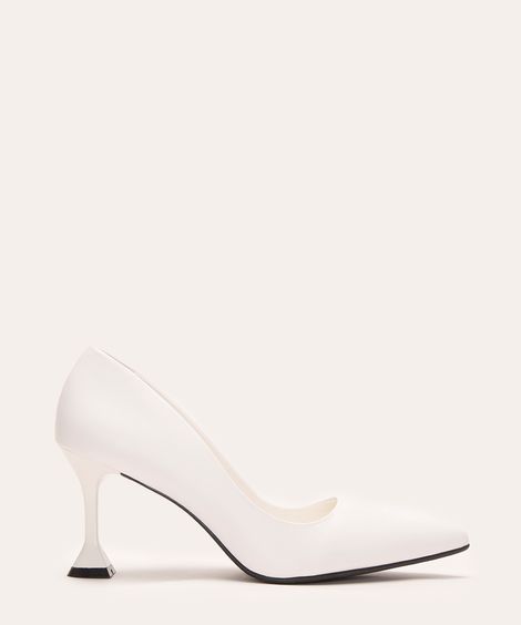 scarpin bico fino salto alto oneself  branco