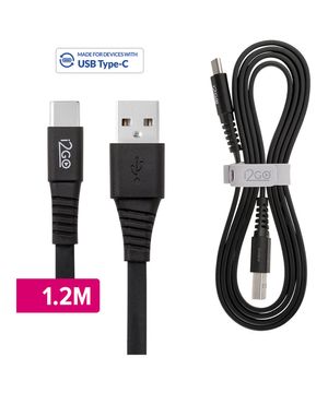 cabo usb-c 1,2m 2,4a pvc flexível flat i2go preto