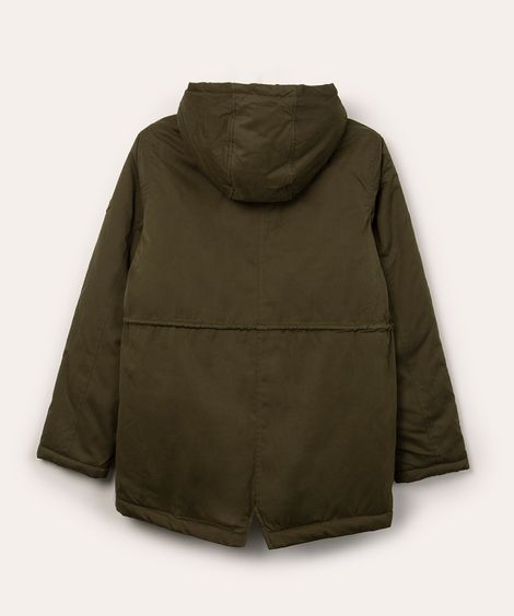 jaqueta parka juvenil capuz com sherpa verde militar