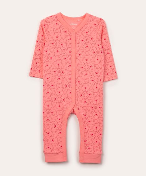 macacão infantil de algodão ursinho pooh rosa médio