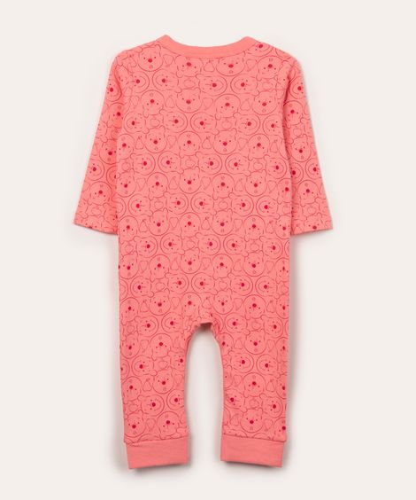 macacão infantil de algodão ursinho pooh rosa médio