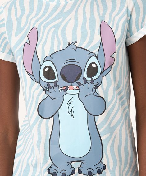 camiseta de algodão animal print stitch azul