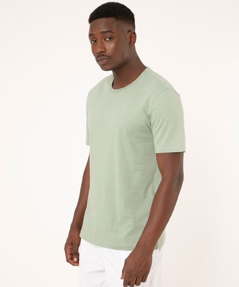 camiseta básica de algodão manga curta verde