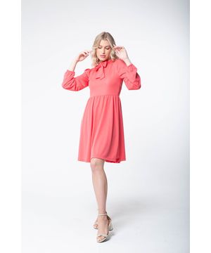 Vestido Evasê e Gola Halter Iza - Coral Misiss