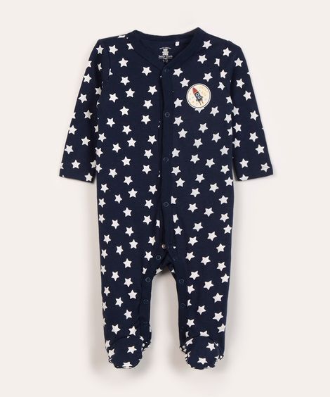 macacão infantil longo estrelinha azul marinho