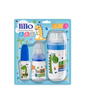 Kit 3 Mamadeiras Evolution Magia 50/120/300ml Dino - Lillo