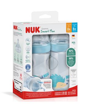 Kit 2 Mamadeiras Smart Flow 150/270ml Azul Essence NUK