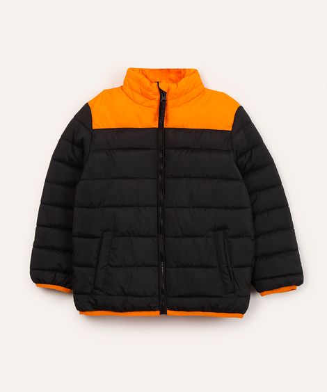 jaqueta infantil puffer gola alta laranja