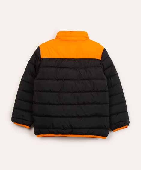 jaqueta infantil puffer gola alta laranja