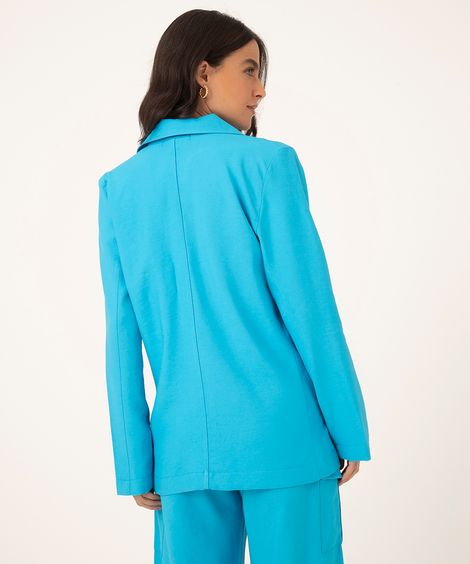 blazer alongado manga longa azul