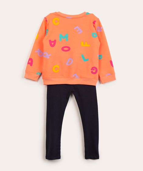 conjunto infantil de moletom letras coral