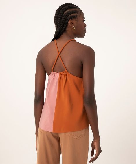 regata halter neck bicolor rosa