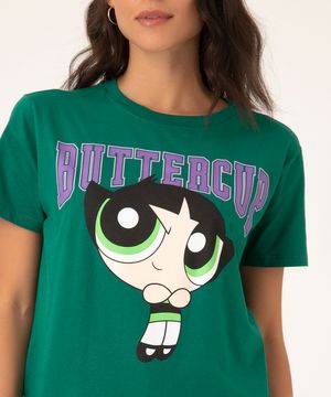 camiseta de algodão manga curta docinho verde escuro