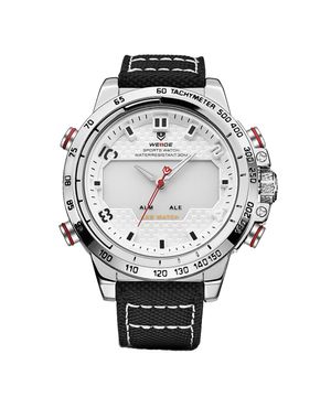 Relógio Masculino Weide AnaDigi WH-6102 - Preto, Prata e Branco